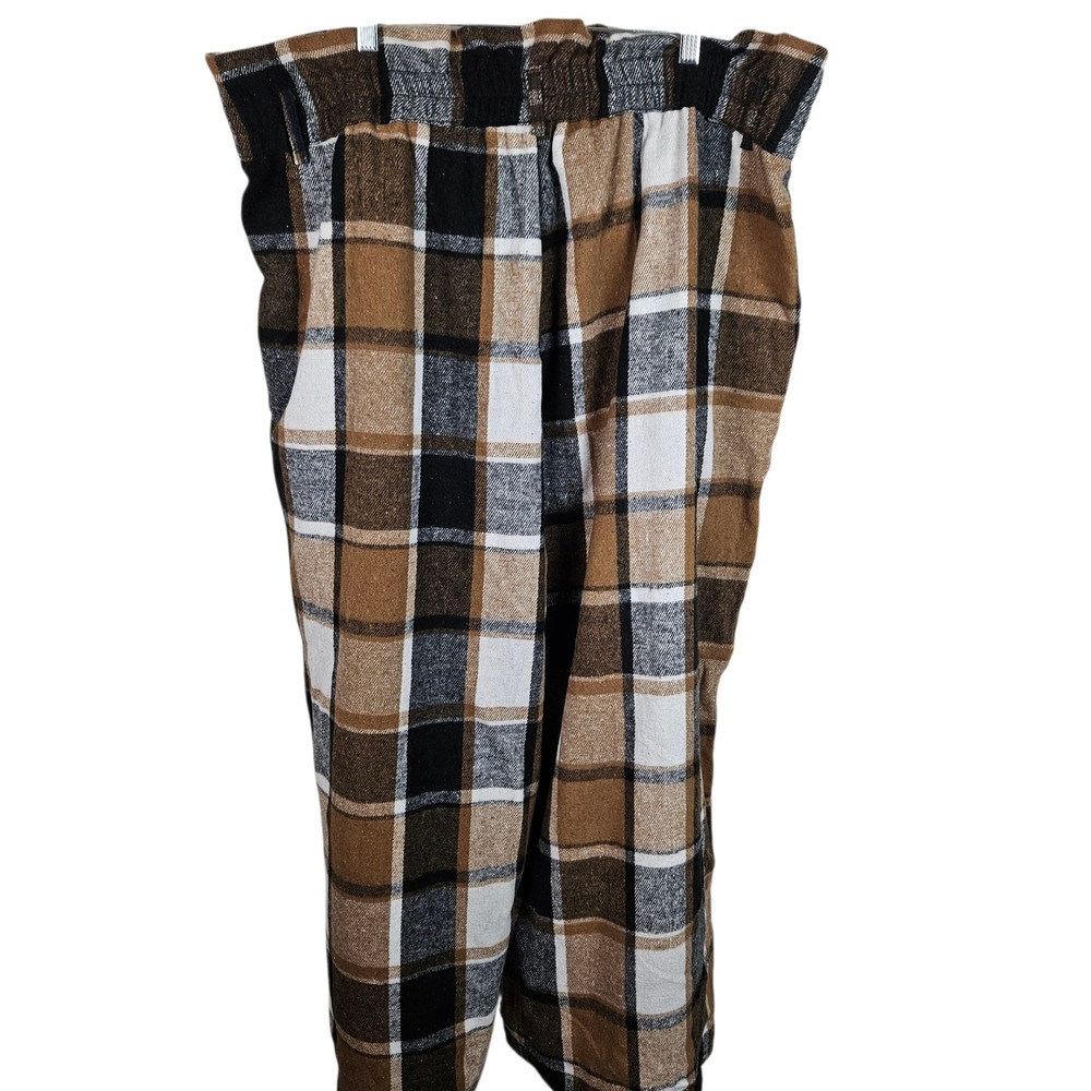 Shein Curve Womens 4XL Plaid Flannel Pants High Waist Button Up Trousers‎